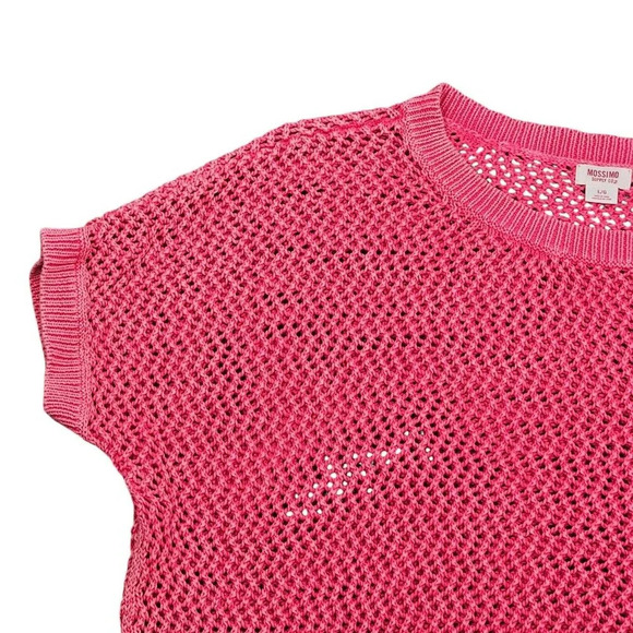 Mossimo Magenta Short Cap Sleeve Open Weave Knit Sweater Short Sleeve Size Large - Picture 3 of 9